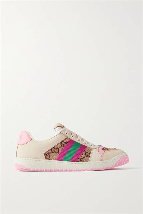 gucci leather stripe sneaker|gucci screener sneakers women's.